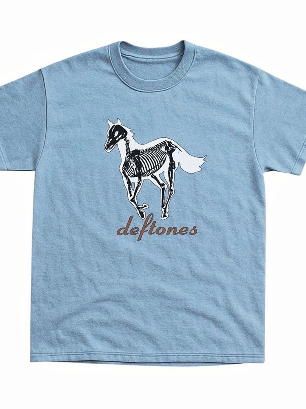 Deftones White Pony Skeleton Horse Graphic T-Shirt Blue